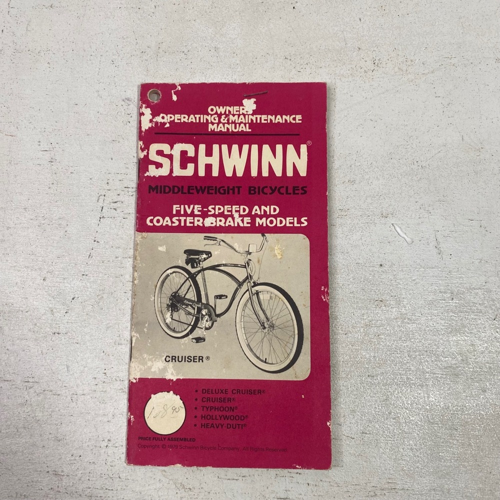 Vintage 1979 Schwinn Bicycle Owners Manual Cruiser 5 Speed Coaster Brake Models